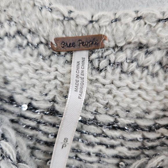 Free People Sweater Dress Womens Small Petite Gray Wool Blend Nordic Nights Knit - Picture 11 of 13